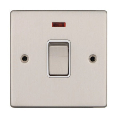 Vimark Vpd1391Ssw Pro Décor 20A Dp Switch With Neon Stainless Steel White Insert