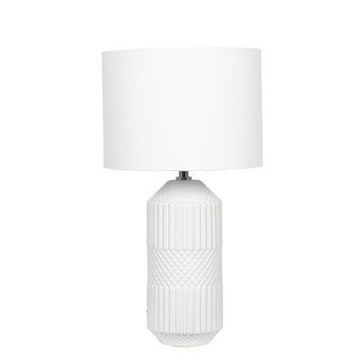 Pacific Lifestyle White Geo Textured Tall Ceramic Table Lamp - image 1