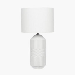 Pacific Lifestyle White Geo Textured Tall Ceramic Table Lamp - thumbnail 2