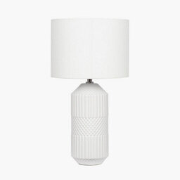 Pacific Lifestyle White Geo Textured Tall Ceramic Table Lamp - thumbnail 4