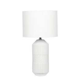 Pacific Lifestyle White Geo Textured Tall Ceramic Table Lamp