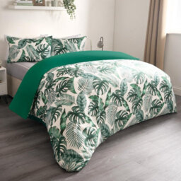 OHS Tropical Leaf Duvet Cover Reversible Bedding Set, Forest Green - Double - thumbnail 2