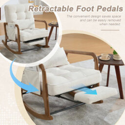 Matteo Corduroy Rocking Chair With Adjustable Footrest & Backrest - Beige - thumbnail 4