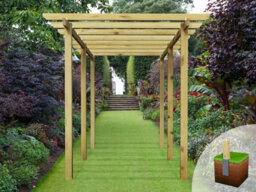 Edecks Village Walkway Wooden Garden Pergola (W 2400mm X D 4800mm) With Bolt Down Anchors (2.7M) - thumbnail 1