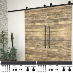 Walplus Sliding Door Hardware Kits 2 Pcs 183 Cm Steel Black