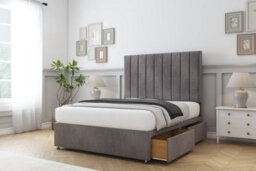 "Sloomy Kansas Slate Naples Divan Bed Base 2 Drawers Foot-End With 26"" Strutted Headboard 4'6 Double" - thumbnail 4