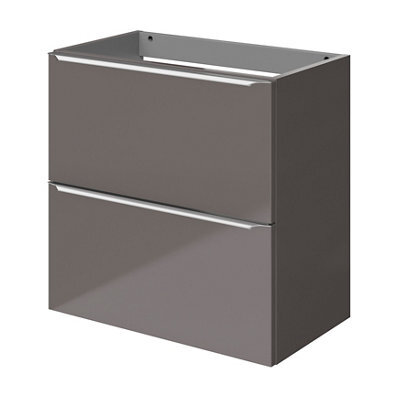 GoodHome Imandra Slimline Gloss Warm Grey Wall-Mounted Bathroom Cabinet (H) 600mm (W) 600mm - image 1