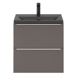 GoodHome Imandra Slimline Gloss Warm Grey Wall-Mounted Bathroom Cabinet (H) 600mm (W) 600mm - thumbnail 6