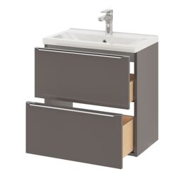 GoodHome Imandra Slimline Gloss Warm Grey Wall-Mounted Bathroom Cabinet (H) 600mm (W) 600mm - thumbnail 5