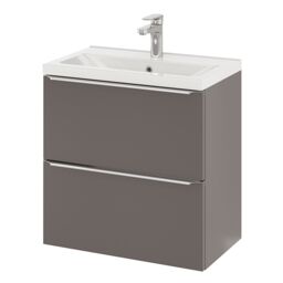 GoodHome Imandra Slimline Gloss Warm Grey Wall-Mounted Bathroom Cabinet (H) 600mm (W) 600mm - thumbnail 4
