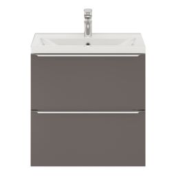 GoodHome Imandra Slimline Gloss Warm Grey Wall-Mounted Bathroom Cabinet (H) 600mm (W) 600mm - thumbnail 3