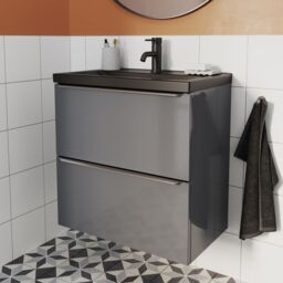 GoodHome Imandra Slimline Gloss Warm Grey Wall-Mounted Bathroom Cabinet (H) 600mm (W) 600mm - thumbnail 9