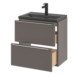 GoodHome Imandra Slimline Gloss Warm Grey Wall-Mounted Bathroom Cabinet (H) 600mm (W) 600mm - thumbnail 8