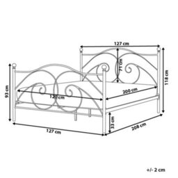 Beliani Bed Metal Dinard 120 X 200 Cm (Eu Small Double) Black - thumbnail 3