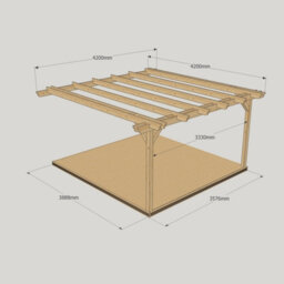 Rutland County Garden Furniture Wall Mounted Double Garden Pergola And Decking Kit - Wood - L420 X W420 Cm - Rustic Brown - thumbnail 5