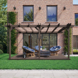 Rutland County Garden Furniture Wall Mounted Double Garden Pergola And Decking Kit - Wood - L420 X W420 Cm - Rustic Brown - thumbnail 4