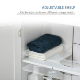 Kleankin 60X60Cm Under-Sink Storage Cabinet W/ Adjustable Shelf Drain Hole White - thumbnail 6