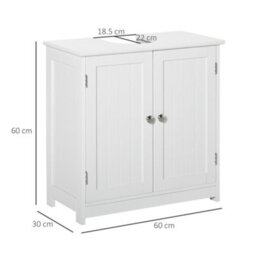 Kleankin 60X60Cm Under-Sink Storage Cabinet W/ Adjustable Shelf Drain Hole White - thumbnail 3