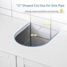 Kleankin 60X60Cm Under-Sink Storage Cabinet W/ Adjustable Shelf Drain Hole White - thumbnail 4