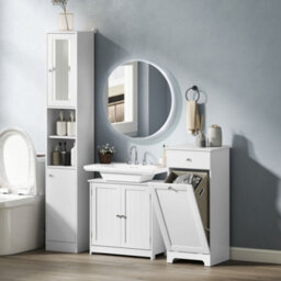 Kleankin 60X60Cm Under-Sink Storage Cabinet W/ Adjustable Shelf Drain Hole White - thumbnail 9