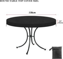 Round Outdoor Garden Table Cover Protective Tarpaulin Dia 106X10Cm - thumbnail 2
