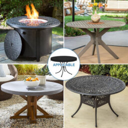 Round Outdoor Garden Table Cover Protective Tarpaulin Dia 106X10Cm - thumbnail 7