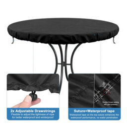 Round Outdoor Garden Table Cover Protective Tarpaulin Dia 106X10Cm - thumbnail 3