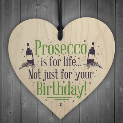 Red Ocean Prosecco Birthday Funny Classy Wooden Hanging Heart Sign Drinking Bar Plaques Home Friendship Gifts - image 1
