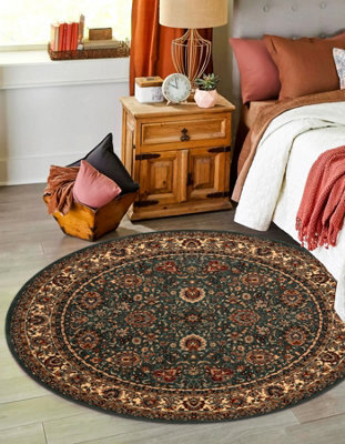 RugsX Wool Carpet Kashqai 4362 410 Circle Ornament Green / Beige  Circle 160 Cm - image 1