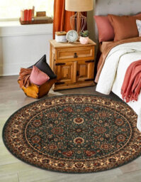 RugsX Wool Carpet Kashqai 4362 410 Circle Ornament Green / Beige  Circle 160 Cm