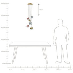 Wyld And Coco 6-Light Pendant Lamp - Semi-Transparent Brass Glass Shades, Adjustable Height, Contemporary - thumbnail 8