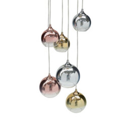 Wyld And Coco 6-Light Pendant Lamp - Semi-Transparent Brass Glass Shades, Adjustable Height, Contemporary - thumbnail 4