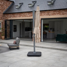 Ares 3M Square Cantilever Parasol With Solar Powered Led Lights In Beige - thumbnail 3