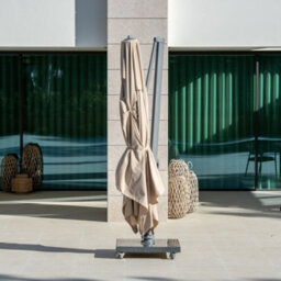 Ares 3M Square Cantilever Parasol With Solar Powered Led Lights In Beige - thumbnail 5