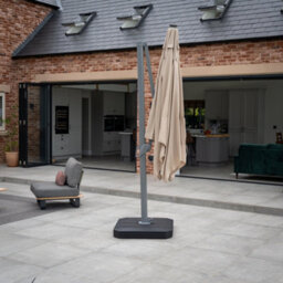 Ares 3M Square Cantilever Parasol With Solar Powered Led Lights In Beige - thumbnail 2