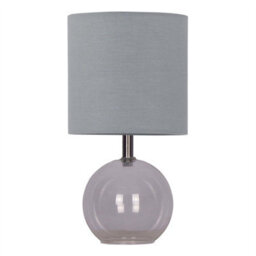 First Choice Lighting Set Of 2 Buck - Clear Glass Globe Table Lamps With Grey Cotton Shade - thumbnail 2