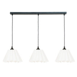 Valuelights Lauren White Pleated Shade 3 Drop Bar Matte Black Diner Ceiling Pendant Light - thumbnail 2