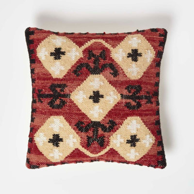 Homescapes Tirana Handwoven Traditional Red Kilim Cushion 45 X 45 Cm - image 1
