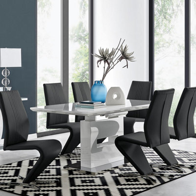 Furniturebox Uk Arezzo Large Extending Dining Table And 6 Black Willow Chairs - image 1