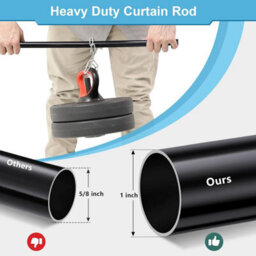 Ameha Plain Metal Ball Extendable Curtain Pole Adjustable Curtain Rod,60 mm Finials,rings,brackets(160-300 Cm, Matte Black) - thumbnail 3