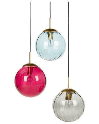 Wyld And Coco Glamluxe Three-Light Pendant Lamp With Multicolour Glass And Painted Iron Frame, W43 X D43 X H122Cm - image 1