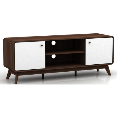 Dorel Cassie Tv-Stand With 2 Doors In Walnut Look White - image 1