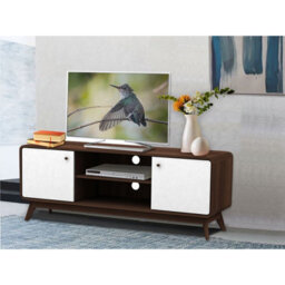 Dorel Cassie Tv-Stand With 2 Doors In Walnut Look White - thumbnail 3