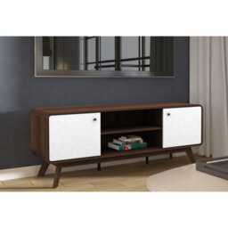 Dorel Cassie Tv-Stand With 2 Doors In Walnut Look White - thumbnail 5