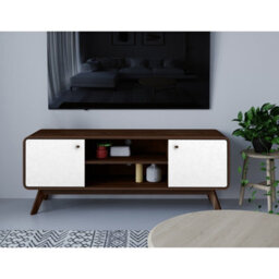 Dorel Cassie Tv-Stand With 2 Doors In Walnut Look White - thumbnail 4