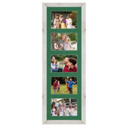 AK Frames 26X8 White Rustic Modern Multi Photo Frame With Emerald Mount - Holds 5 Apertures (5X) 6X4 Photos - thumbnail 1