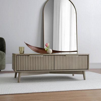 Monza Coffee Table With Fluted Drawers Pale Ash - image 1