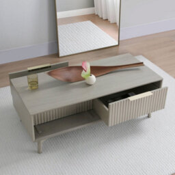 Monza Coffee Table With Fluted Drawers Pale Ash - thumbnail 4