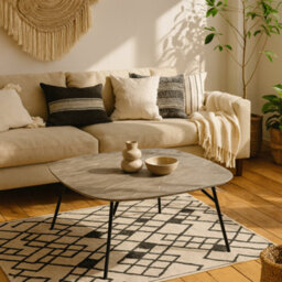 Wyld Haus Rosefern Grey Marble Effect Coffee Table, 900 X 400mm, Rounded Square - thumbnail 2