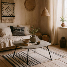 Wyld Haus Rosefern Grey Marble Effect Coffee Table, 900 X 400mm, Rounded Square - thumbnail 1